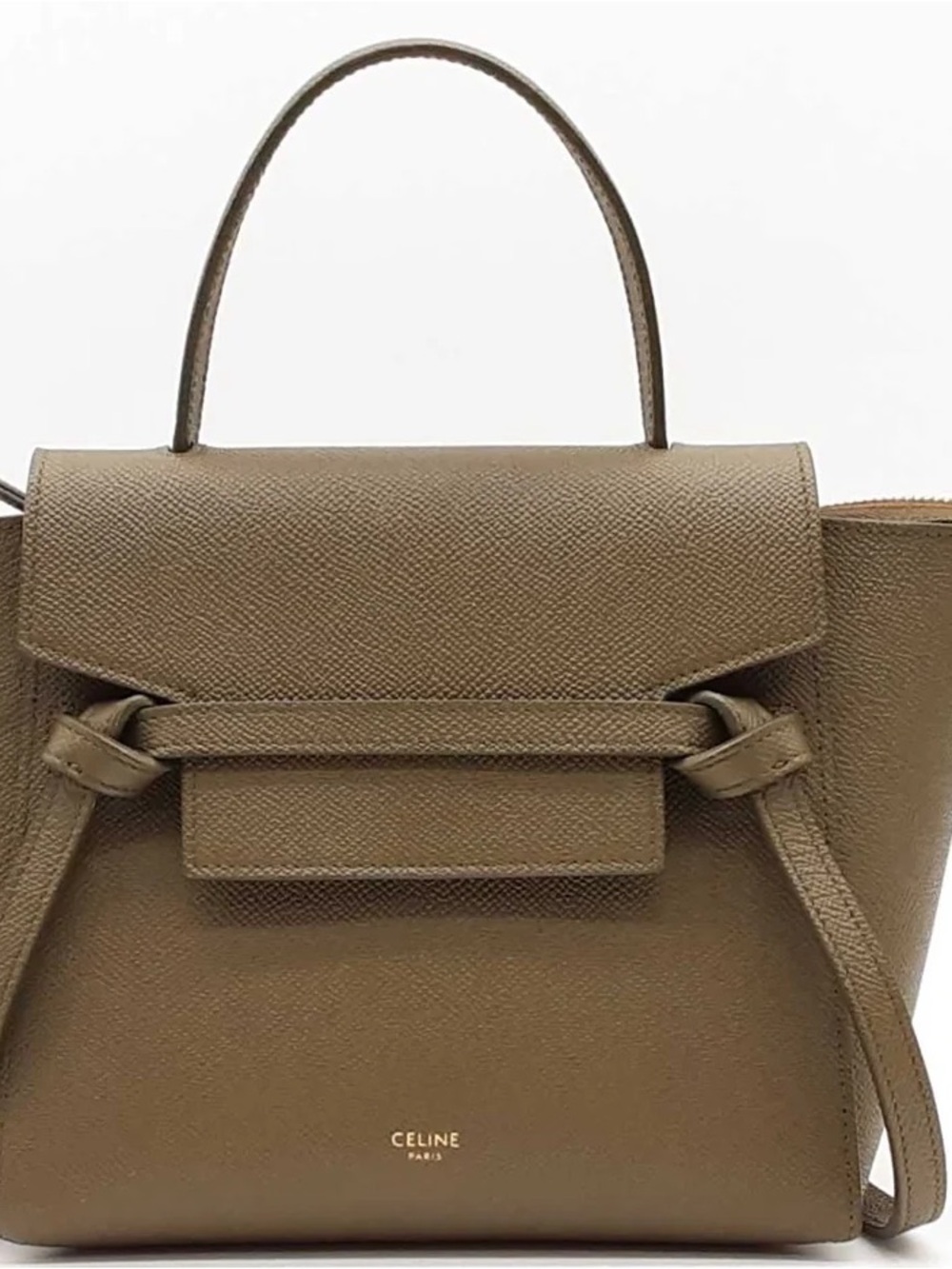 Celine Olive Taupe Leather Top-Handle Satchel